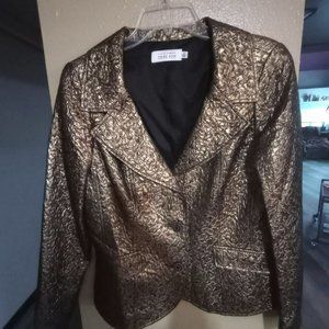 NWT Ricki Freeman Teri Jon gold metallic jacket style 77103 women's size 10